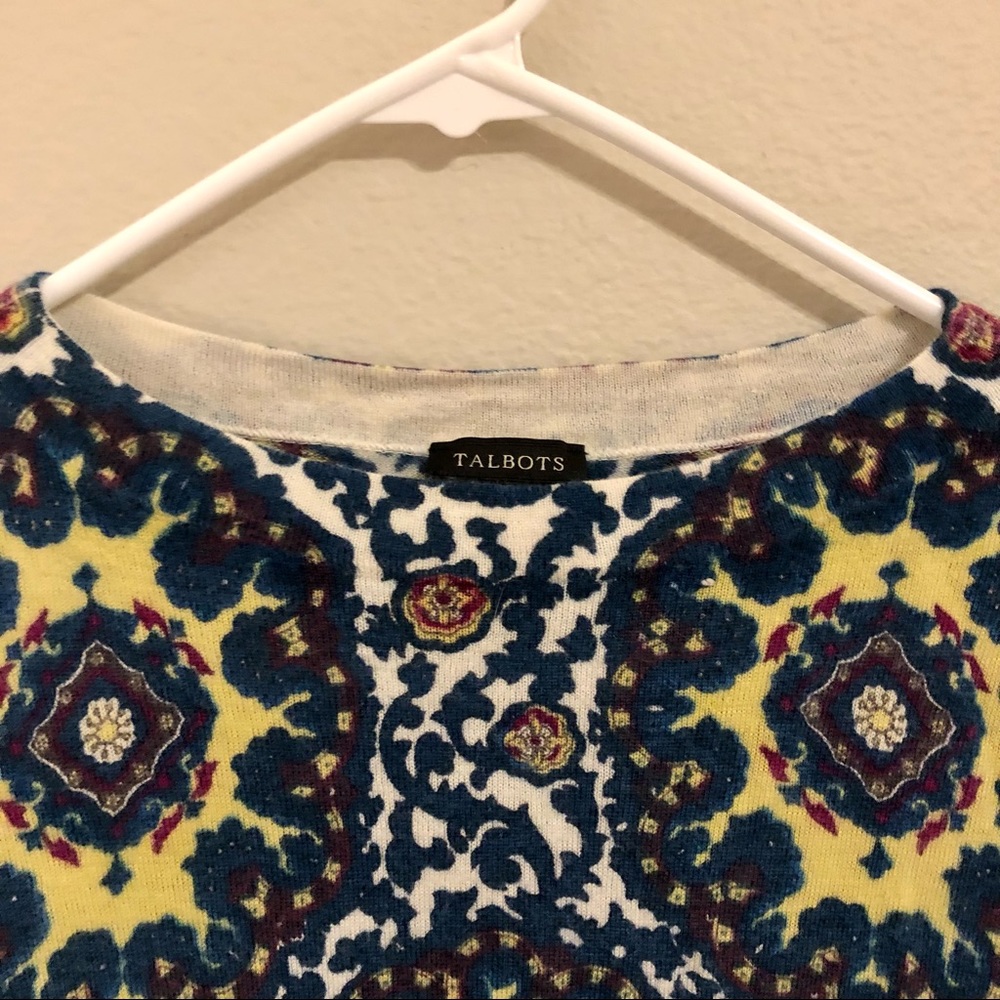 Patterned Quarter-Sleeve Wool Top - image 2